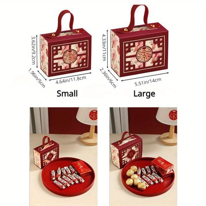 5pcs Chinese Style Gift Box, Candy Box, for Wedding, New Year Gifts. Simple and Advanced Packaging Box(Folding Required)