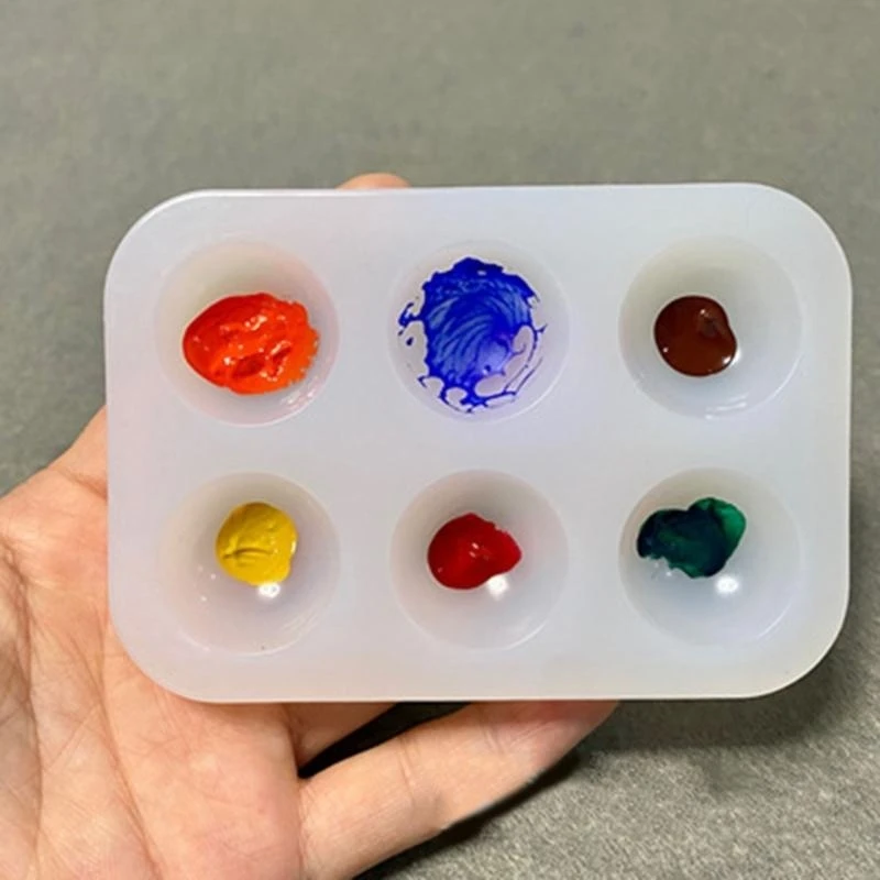 6-Gird Round Paint Palette Tray Round Watercolor Painting Palettes for DIY Craft Artist Professional Paint Tray Crafts