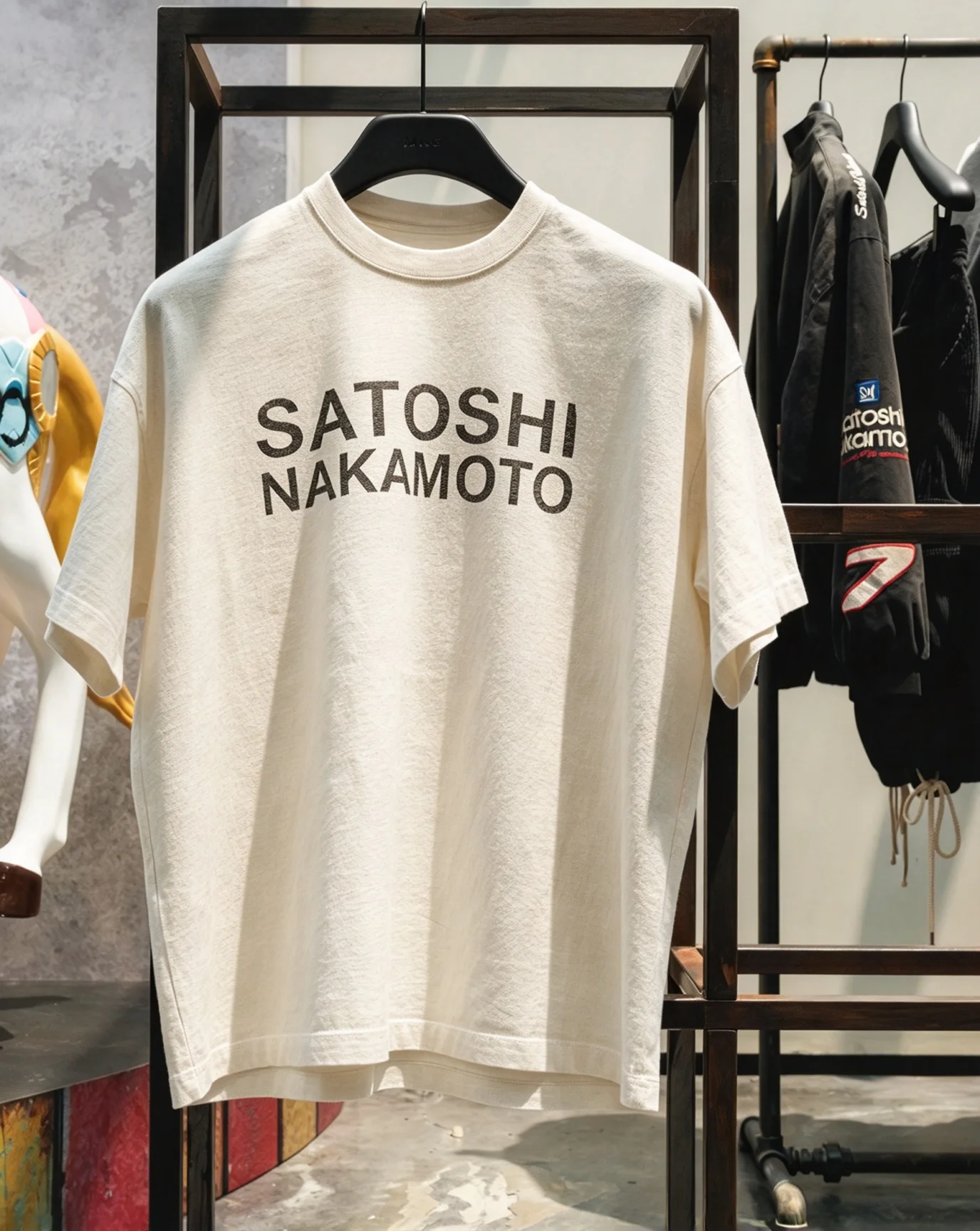 2026 New Satoshi Nakamoto Family Matching Streetwear Oversized Tshirt Unisex Retro Worn Effect Letter Graphic Print Short Tops