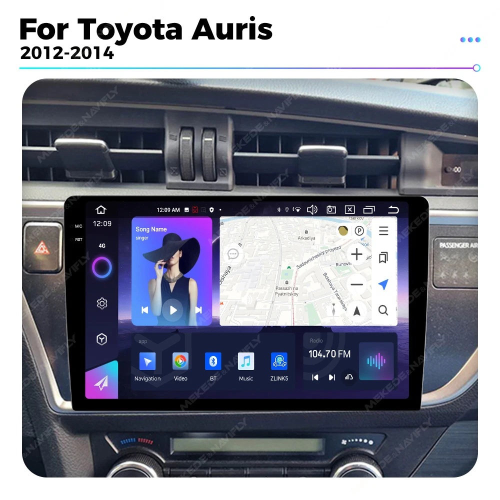 1 DIN Android 13 Car Radio For Toyota Corolla 11 Auris E180 Hybrid 2012-2014 Navigation GPS Autoradio Wireless Carplay 4G Stereo