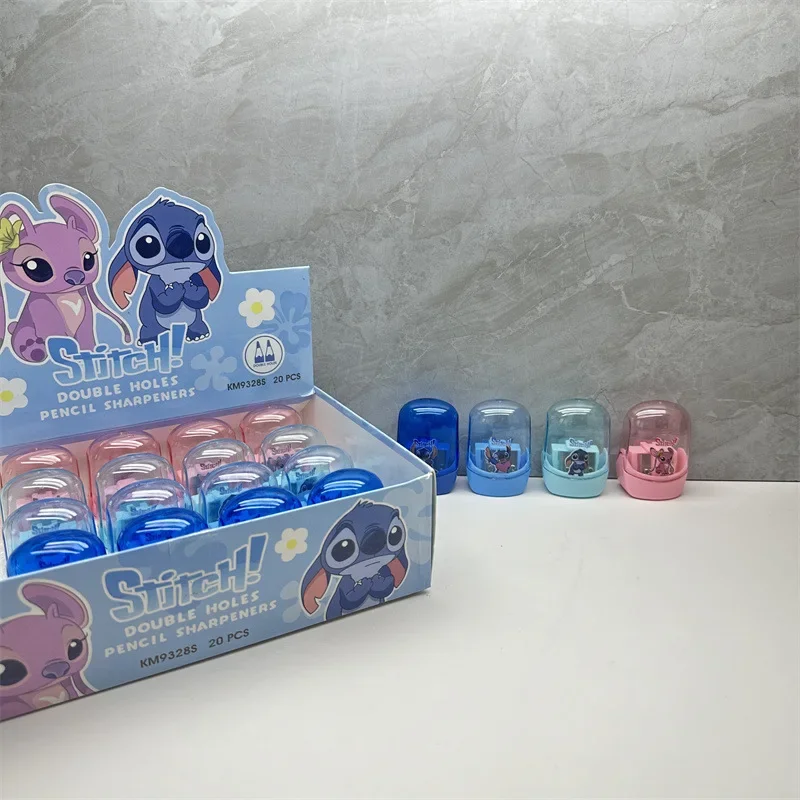 1/3pcs 2024 Disney Stitch Double Hole Pencil Sharpener Student Stationery Transparent  Angel Pencil Sharpener Wholesale Gift