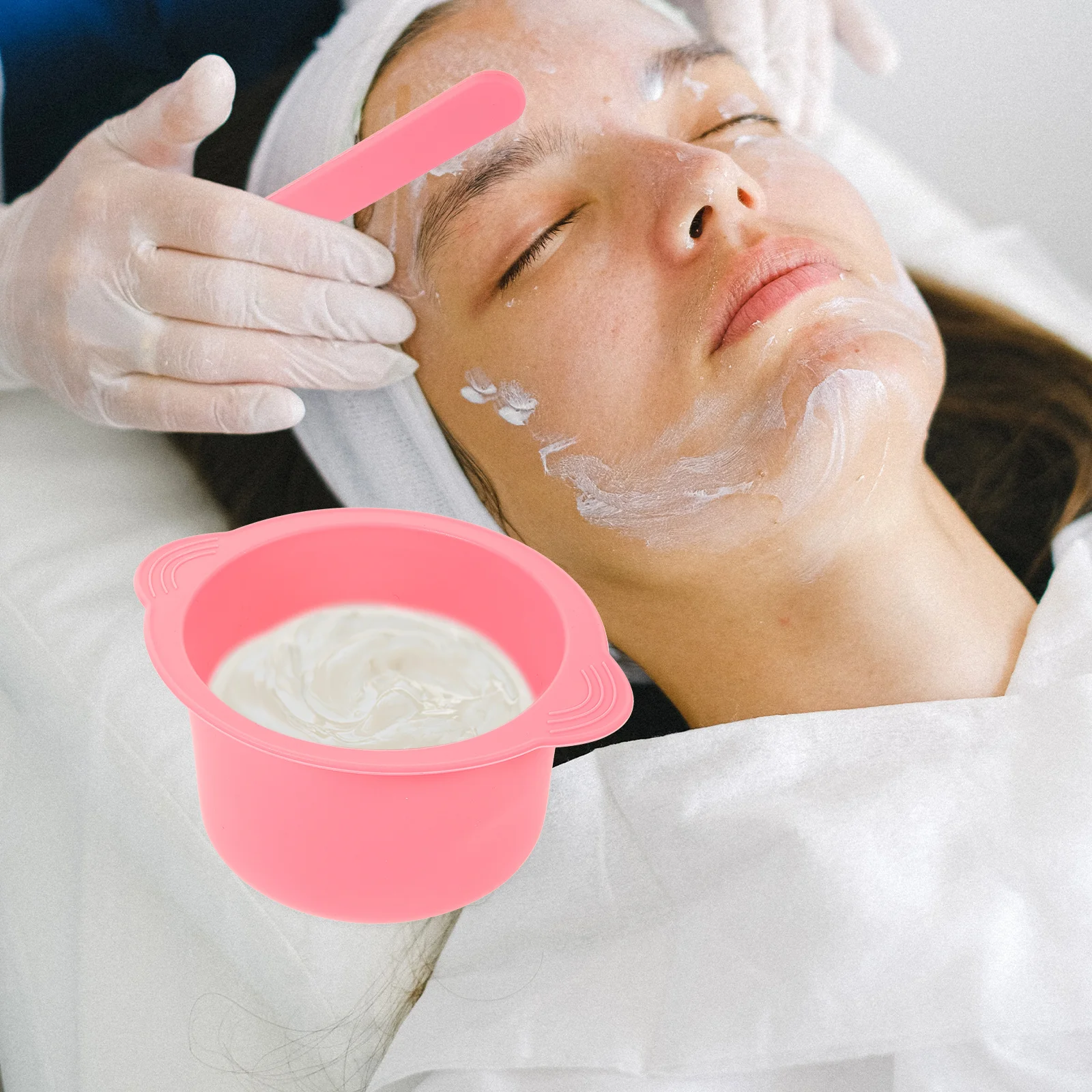 

Silicone Mask Bowl 400ml Pink Large Nonstick Wax Melting Pot Hair Removal Tool Practical Container Foldable Resistant Easy Clean