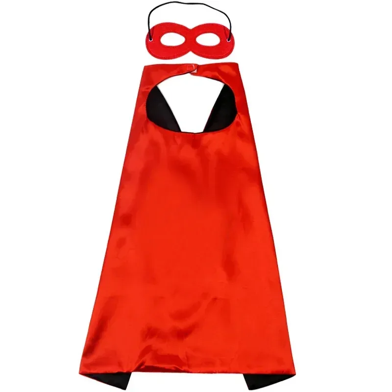 Hero Cosplay Costume Solid Two Colored Super Cloak Children Cape Boys Girls Satin Halloween Carnival Party Clothes Role Play