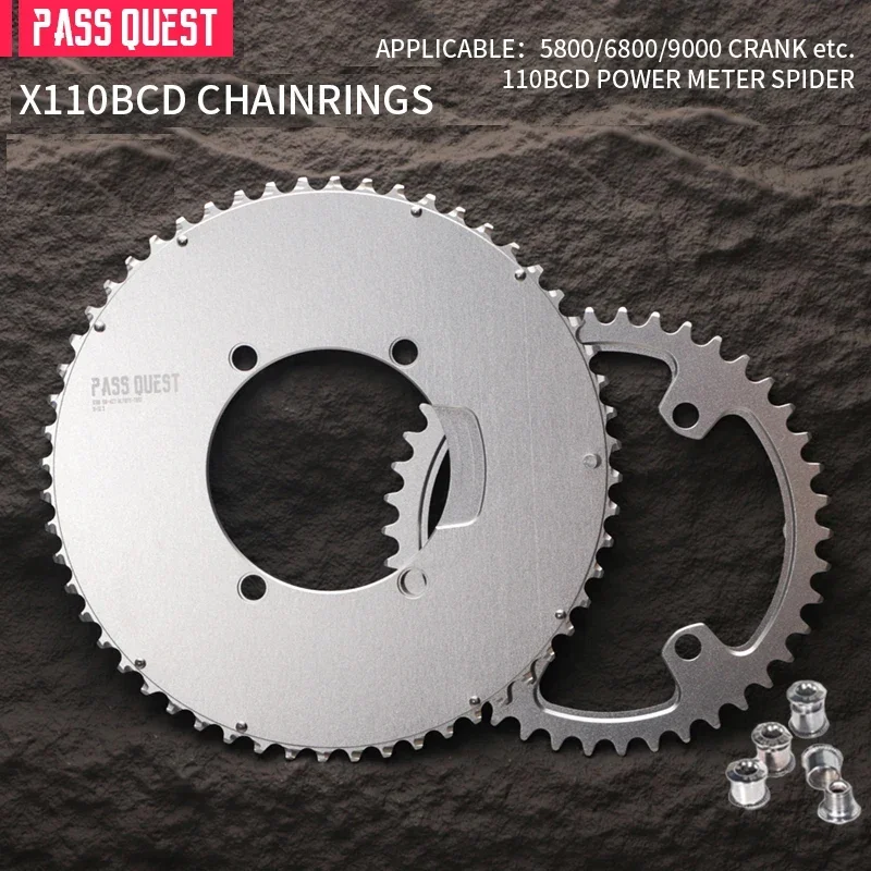 

PASS QUEST BCD110 DA9000 5800 6800 2X Sprocket AERO crankshaft set Round black 9-12 speed Road bike Gravel bike 46T 48T 50T 52T