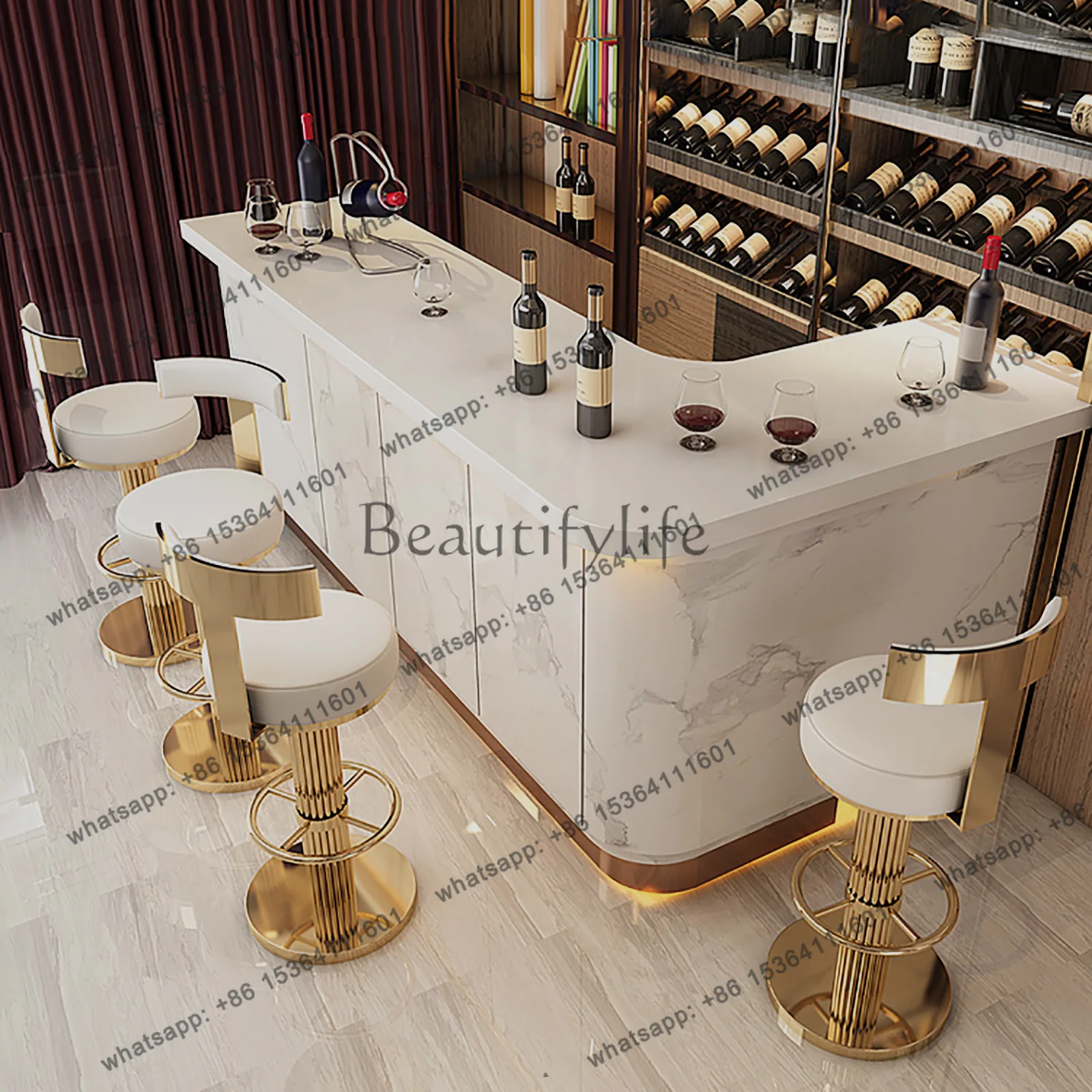 Light Luxury Bar Stool Simple Modern Bar Stool High Stool Living Chair High Dining Chair Shop Leisure Chair
