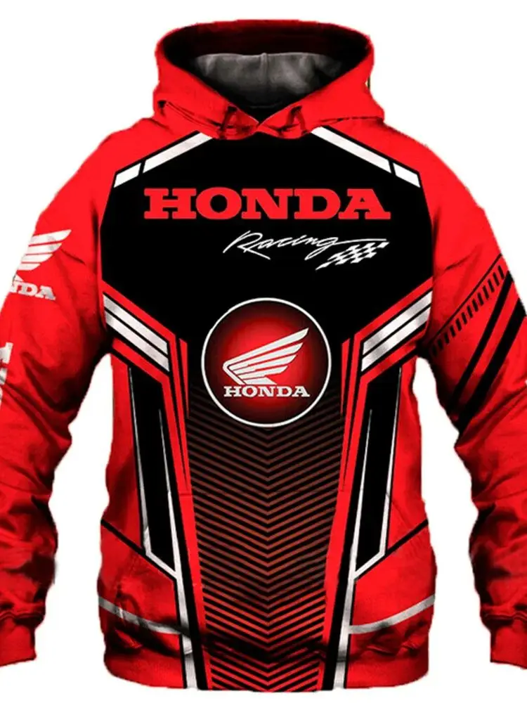 AliExpress 2025 hot selling 3D printed Honda motorcycle, racing hooded sweatshirt, spring and autumn men and women outdoor cycling jacket