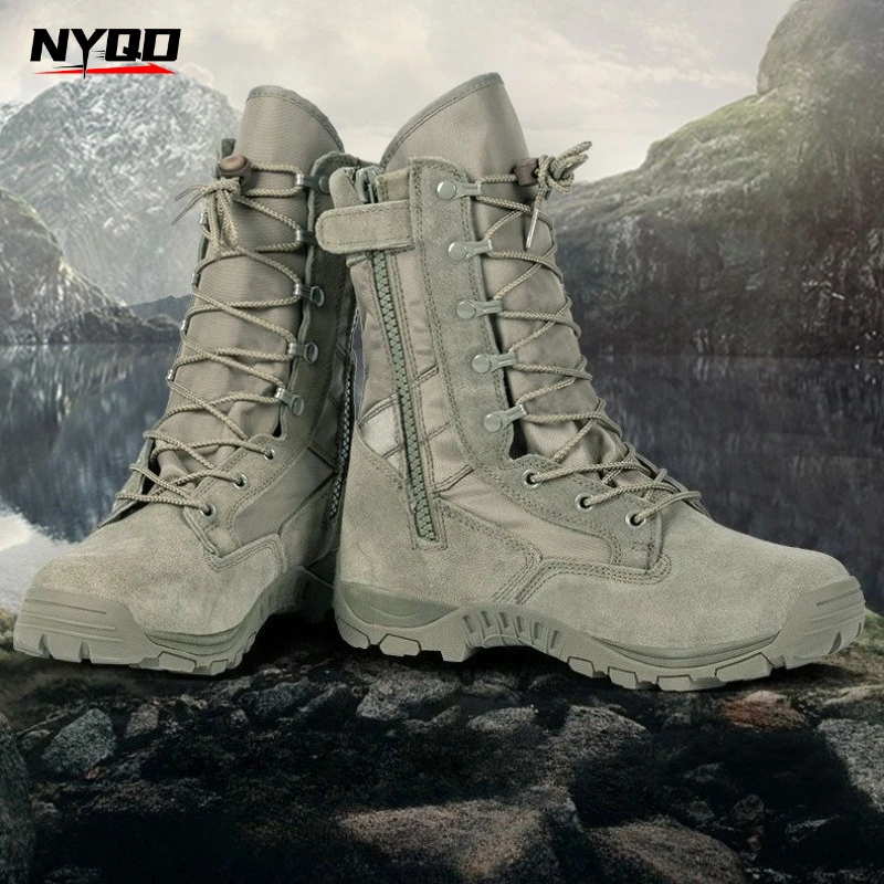 4 Seasons Men's Outdoor Hiking Trekking Boots Breathable Warm Wear-resistant High Top Desert Shoes