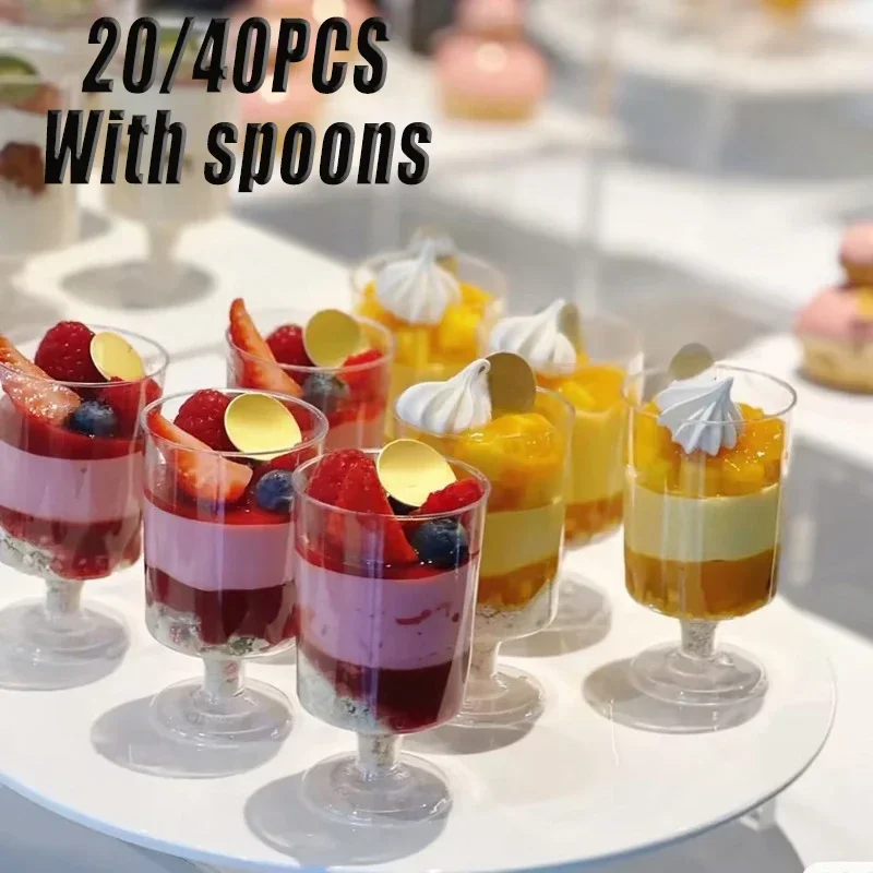 20/40PCS Einweg Kunststoff Dessert Tasse Eis Tasse Kleine Wein Tasse Kunststoff Dessert Tasse Perfekt für Obst Eis pudding