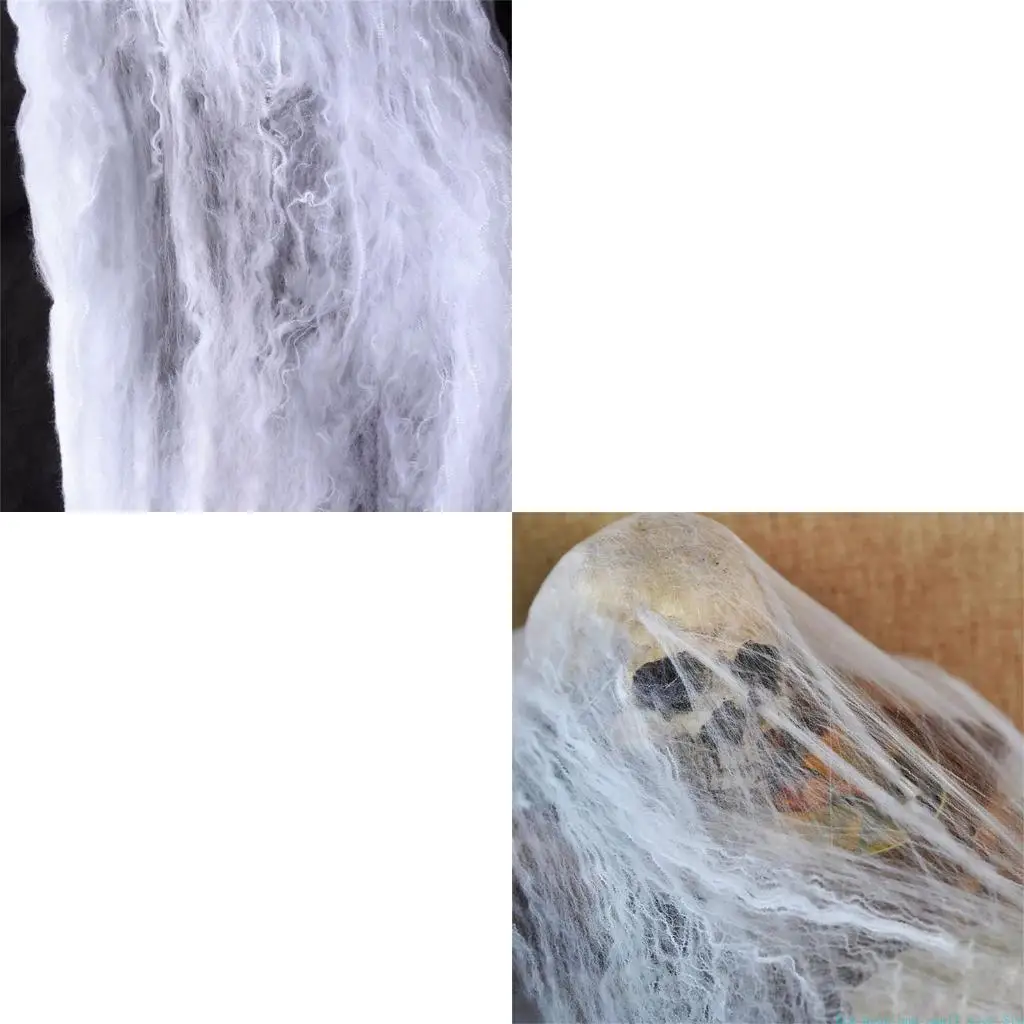 581C Eerie White Spiders Web Cotton Ornament Decoration for Indoor and Outdoor Handmade Halloween Party Supplies