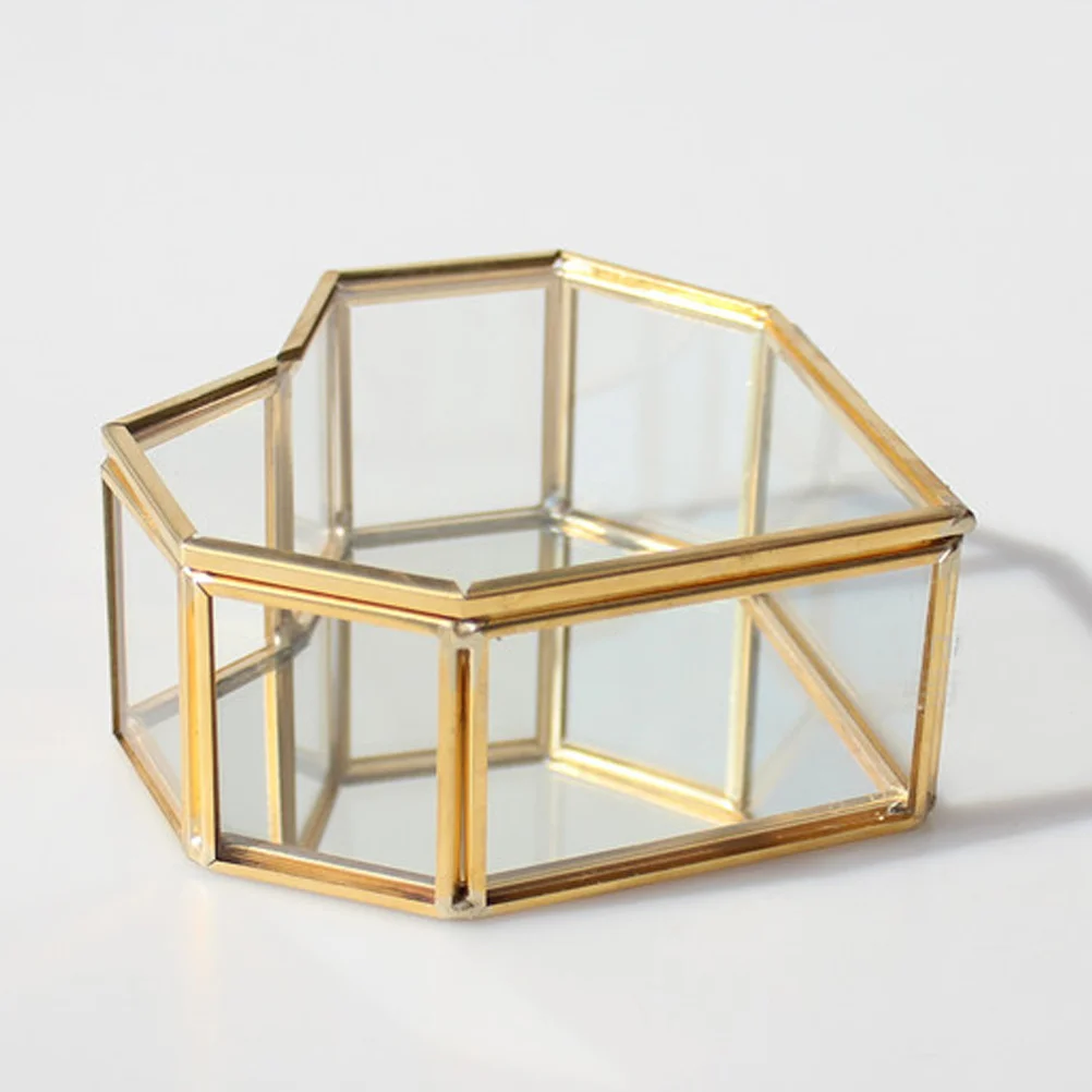 

1Pcs Geometric Heart Shape Jewelry Box Glass Ring Display Holder Elegant Wedding Favor Special Occasion Heart Shape Ring Box