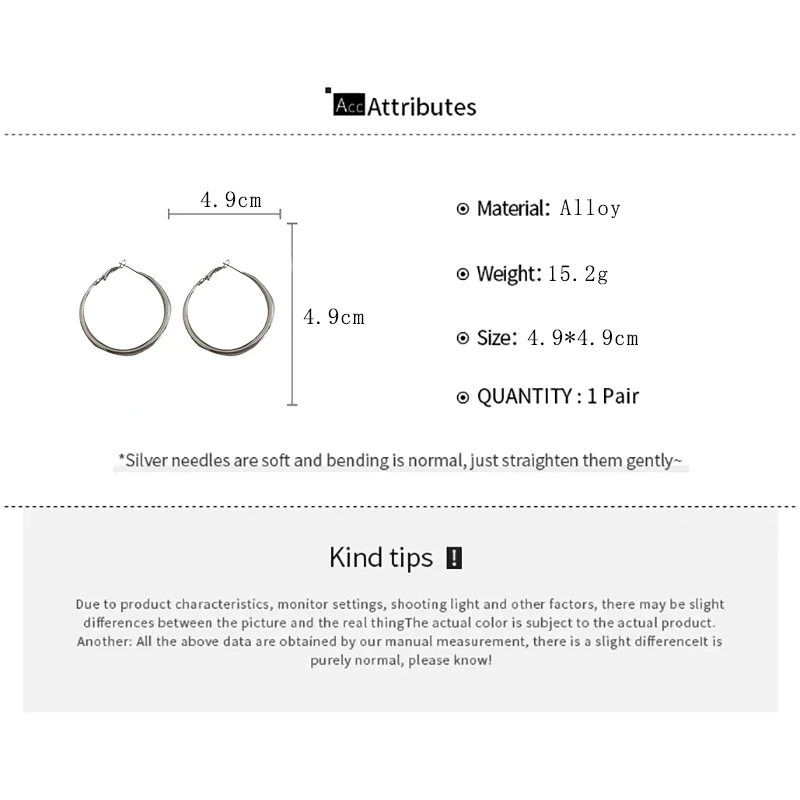 Silver Color Temperament Elegent Geometric Alloy Earrings For Women Simple Fashion Hoop Earrings Party Jewelry Accessories Gifts