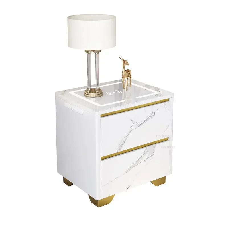

Villa Hotel Smart Bedside Tables Nordic Bedroom Dormitory Nightstands Modern Cloakroom Fitting Room Cajonera Household