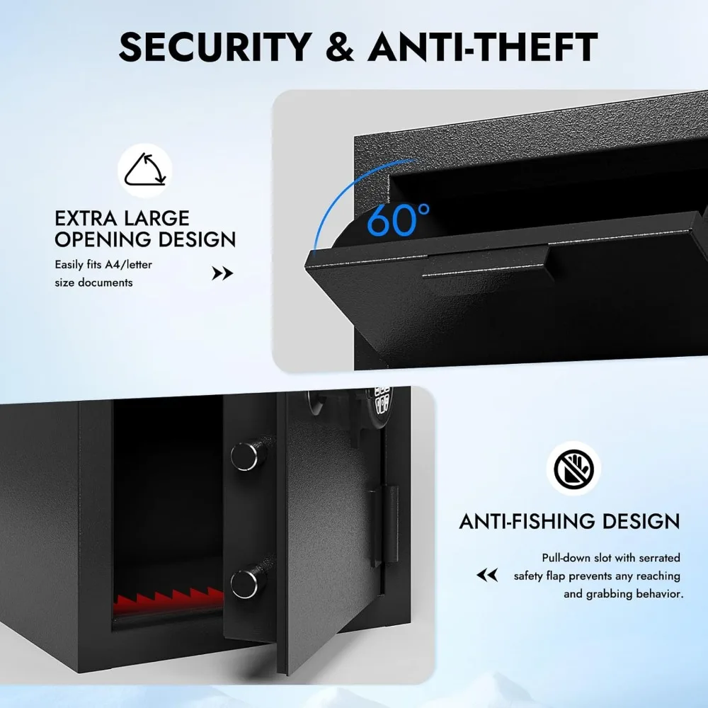 صندوق أمان تجاري مقاوم للماء ومقاوم للحريق مع ميزة مضادة للصيد وحقيبة مجانية لأمن المنزل والمكتب #3