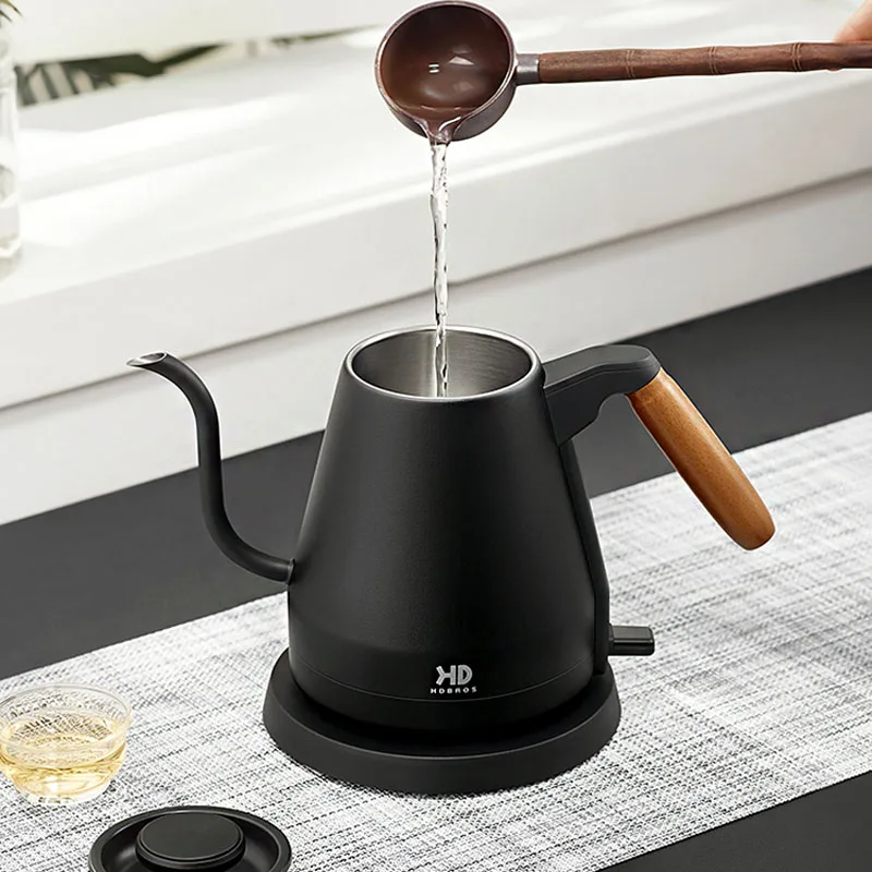 1500W Teko Listrik Gooseneck มือ Brew กาต้มน้ำกาน้ำชา304สแตนเลสสตีลเรียวปากกาแฟมือหม้อชง800Ml