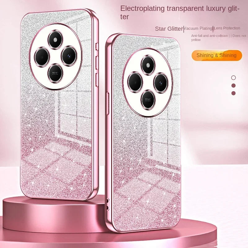 레드미 14C 노트 14 프로 플러스 4G 5G 샤오미 포코 X7 프로 5G용 투명 블링 글리터 TPU 케이스, 충격 방지 보호 커버