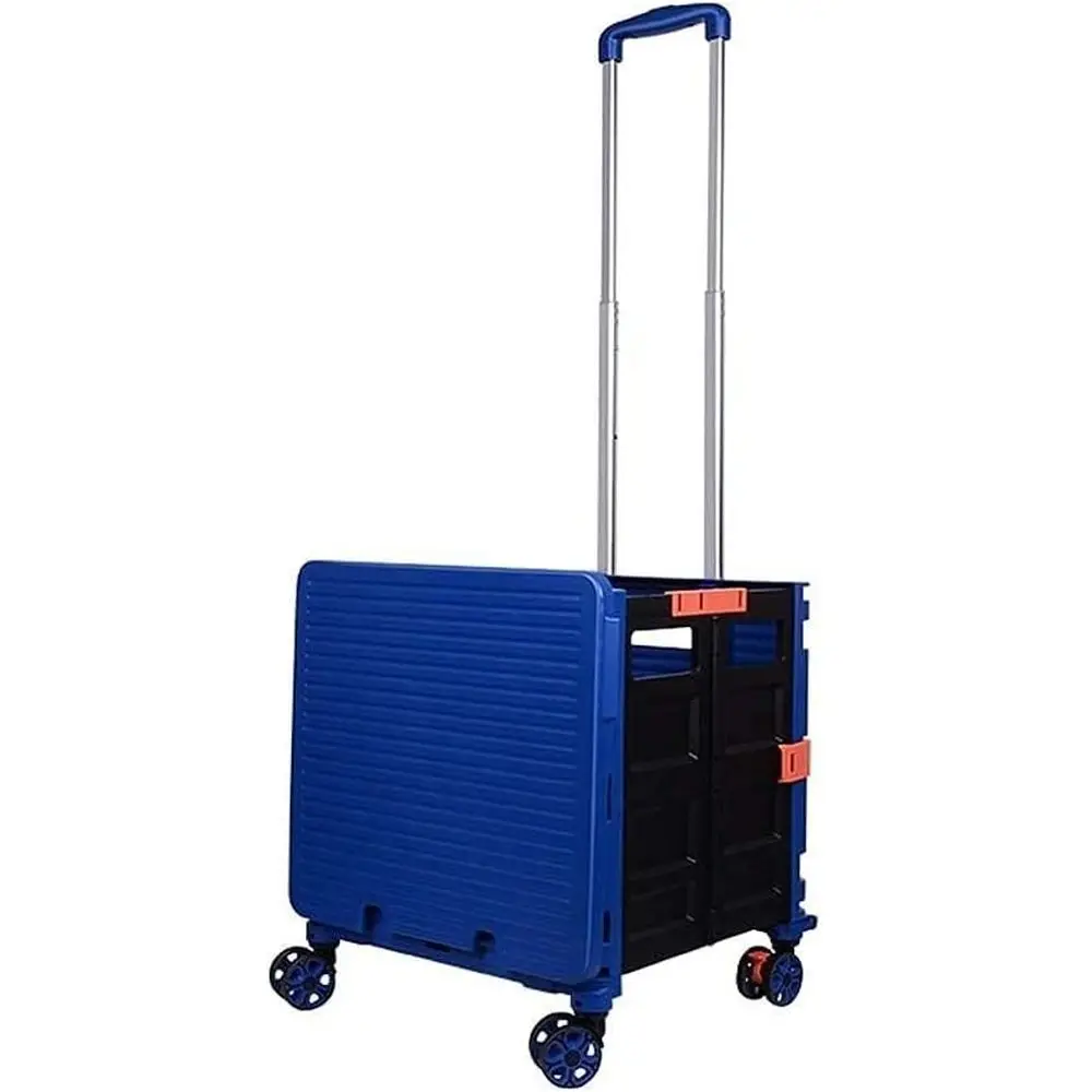 

Складная тележка для покупок с ручкой, портативная тележка для продуктов, синяя, 15,7 x 14,1 x 41,6