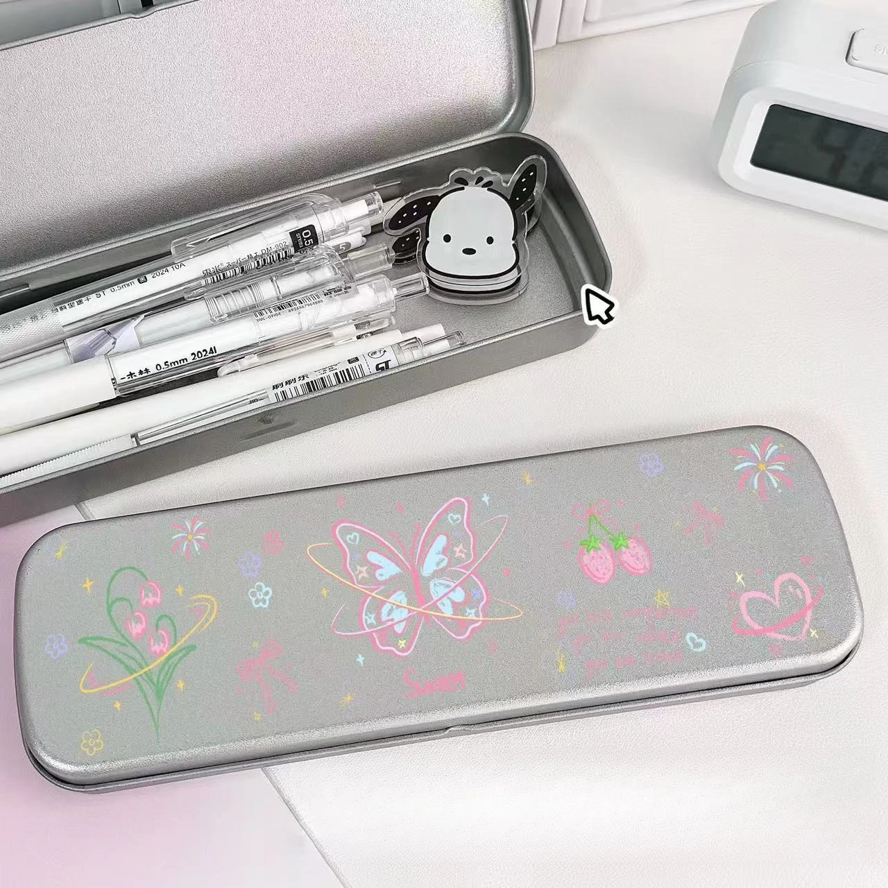 

Металлический пенал с бабочкой, коробка для канцелярских принадлежностей, многофункциональный студенческий карандаш, коробка для ручек, коробка для хранения канцелярских принадлежностей, школьные принадлежности