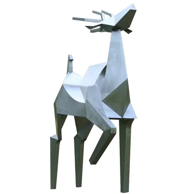 Geometric Deer Decoration Hotel Hall Soft Decoration Outdoor Courtyard Landscape Large Floor Sculpture