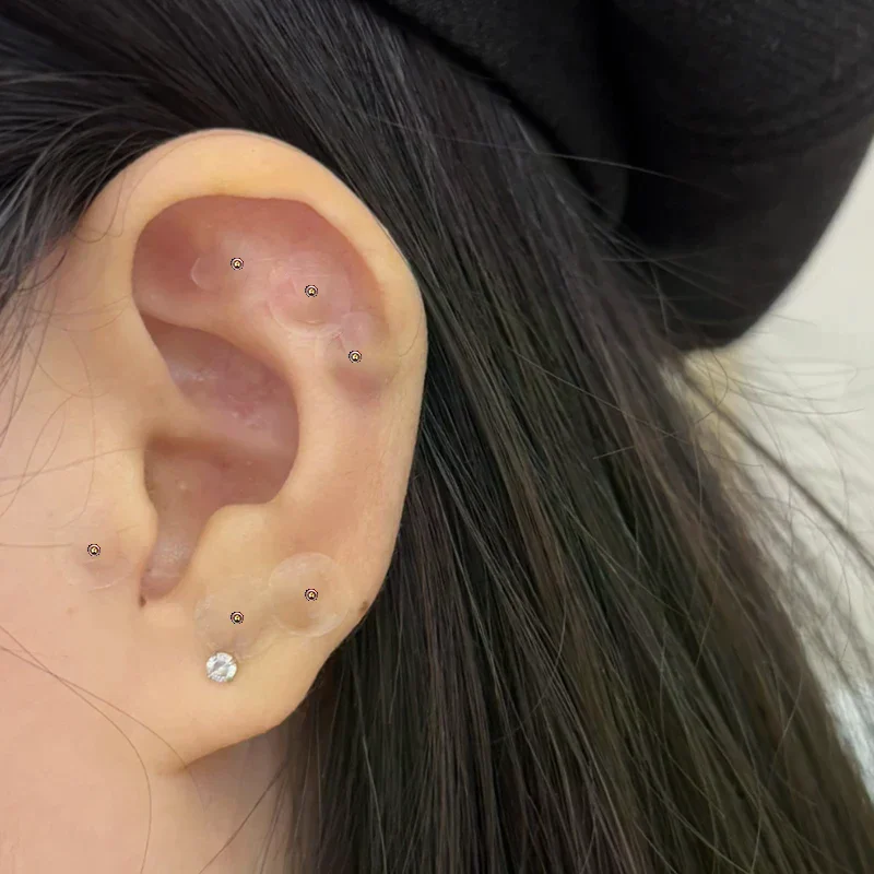 100 قطعة من ملصقات نقطة الأذن العصرية، عصا ضغط الأذن، خرزة ذهبية وفضية، ملصقات أذن للتدليك #2