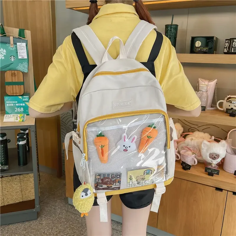 Fashion Popular Ita Bag 2024 High-capacity Canvas Transparent Backpacks for Women Teenage Girls Clear School Bag сумка Bolsas