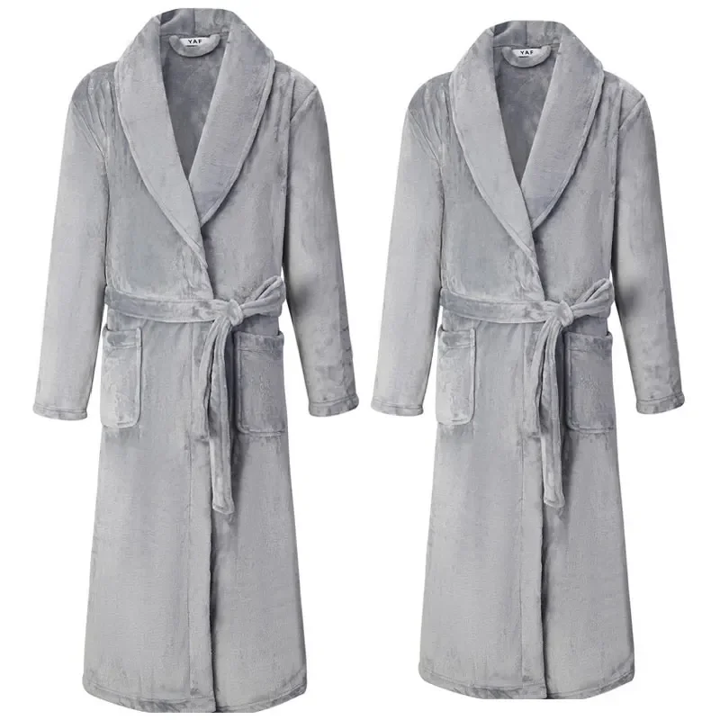 Nightgown Casual Loose Kimono Bathrobe Chinese Men Casual Flannel Dragon Crane Robe Plus Size 3XL Winter Thick Warm Sleepwear