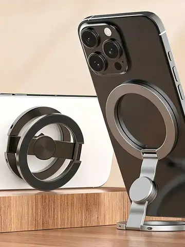 Double Sided Magnetic Suction 3 Sections Shimmering Powder Magnetic Ring Phone Holder 360° Rotatable Ultra Light Ultra Thin Allo