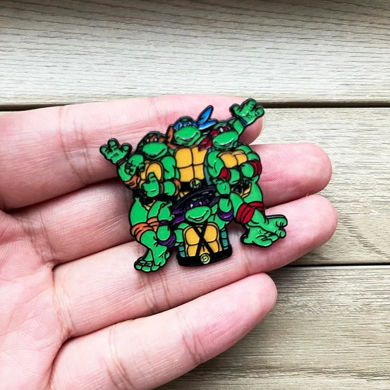 Turtle Cartoon Brooch Anime Film Metal Badge Turtle Brothers Green Clothing Accessories Commemorative Peripherals Birthday Gifts