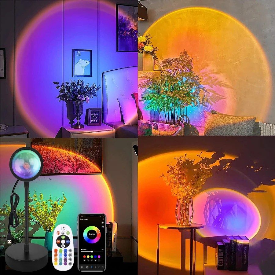 LED Projection Light RGB Sunset Rainbow Ambient Light Remote Control USB Interface Event Theme Light Live Background Lighting