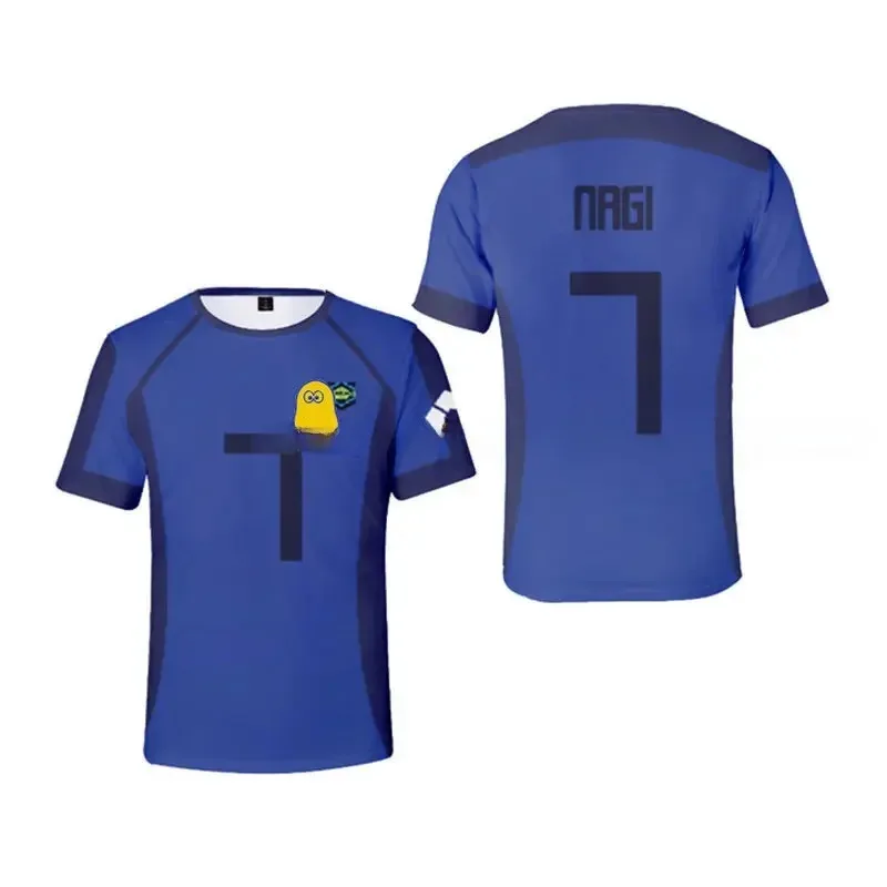 أنيمي الأزرق قفل Isagi Yoichi كرة القدم جيرسي 1KY467HT تأثيري حلي شعر مستعار الأزرق فريق Z Bachira Meguru No.11 ملابس رياضية رقم 8