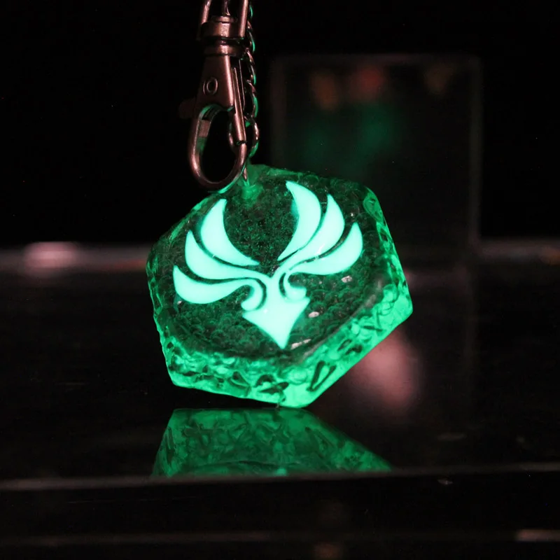 Genshin Impact Keychain GLOW In The DARK 7 Element Pendant Eye Of Original Key Chain Pendant Amulet Gift For Boys men girls