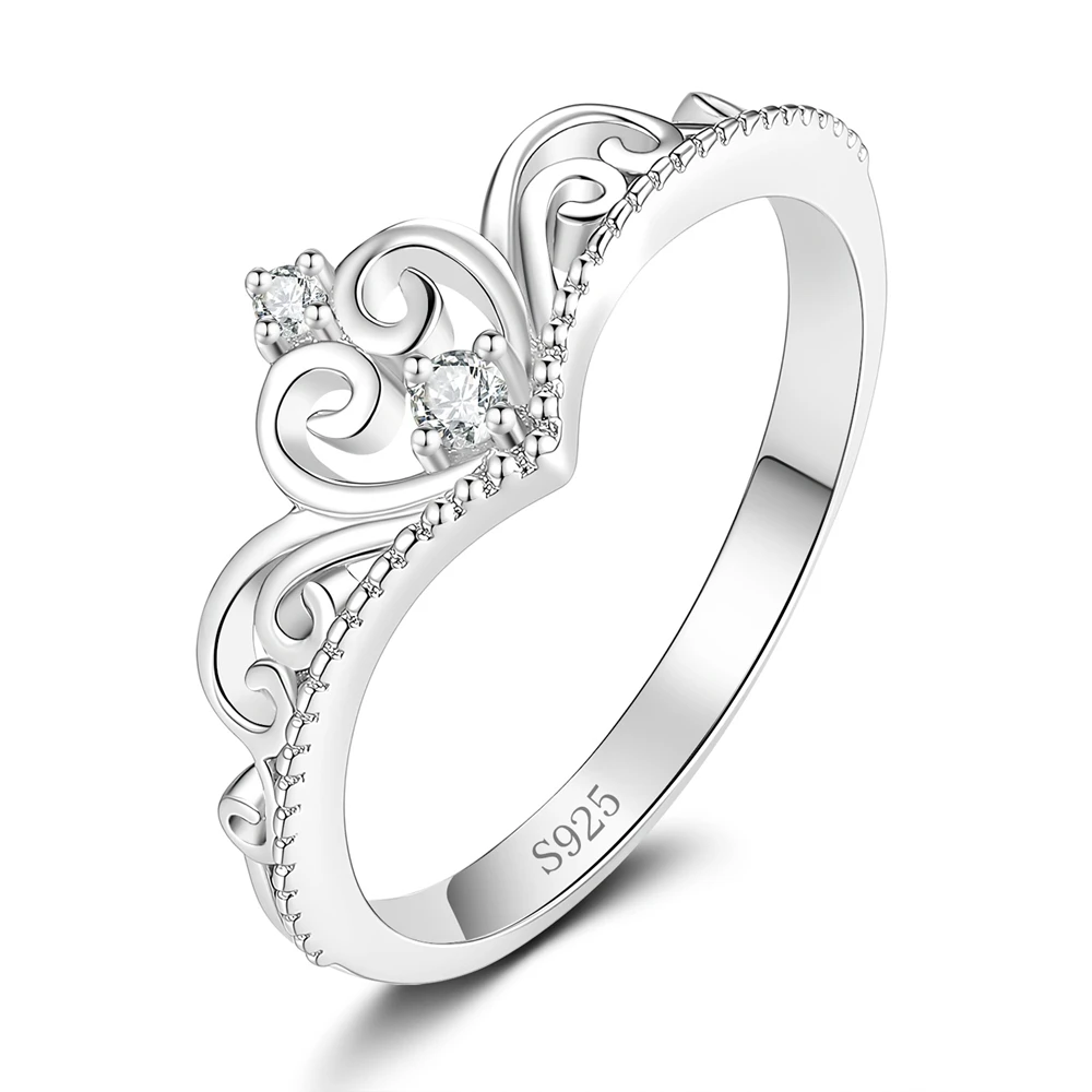 

D Color Moissanite Ring 100%-S925 Sterling Silver Crown Stacked up Wedding Rings for Woman Anniversary Party Jewelry Gift
