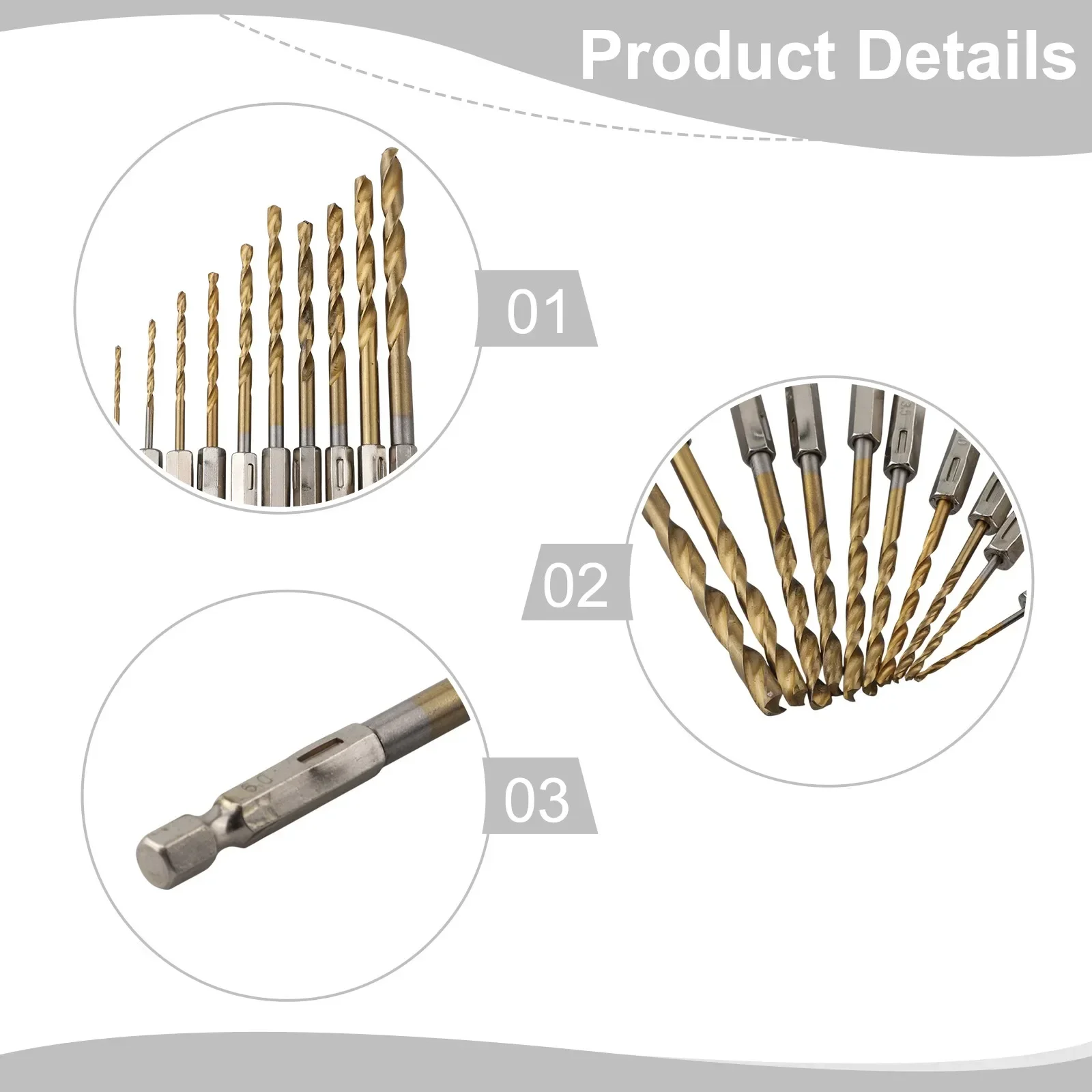 

135 Split Point Hex Shank Drill Bits For Home Drilling Self-Centering Design High Cutting Speed Double U Shape Flutes