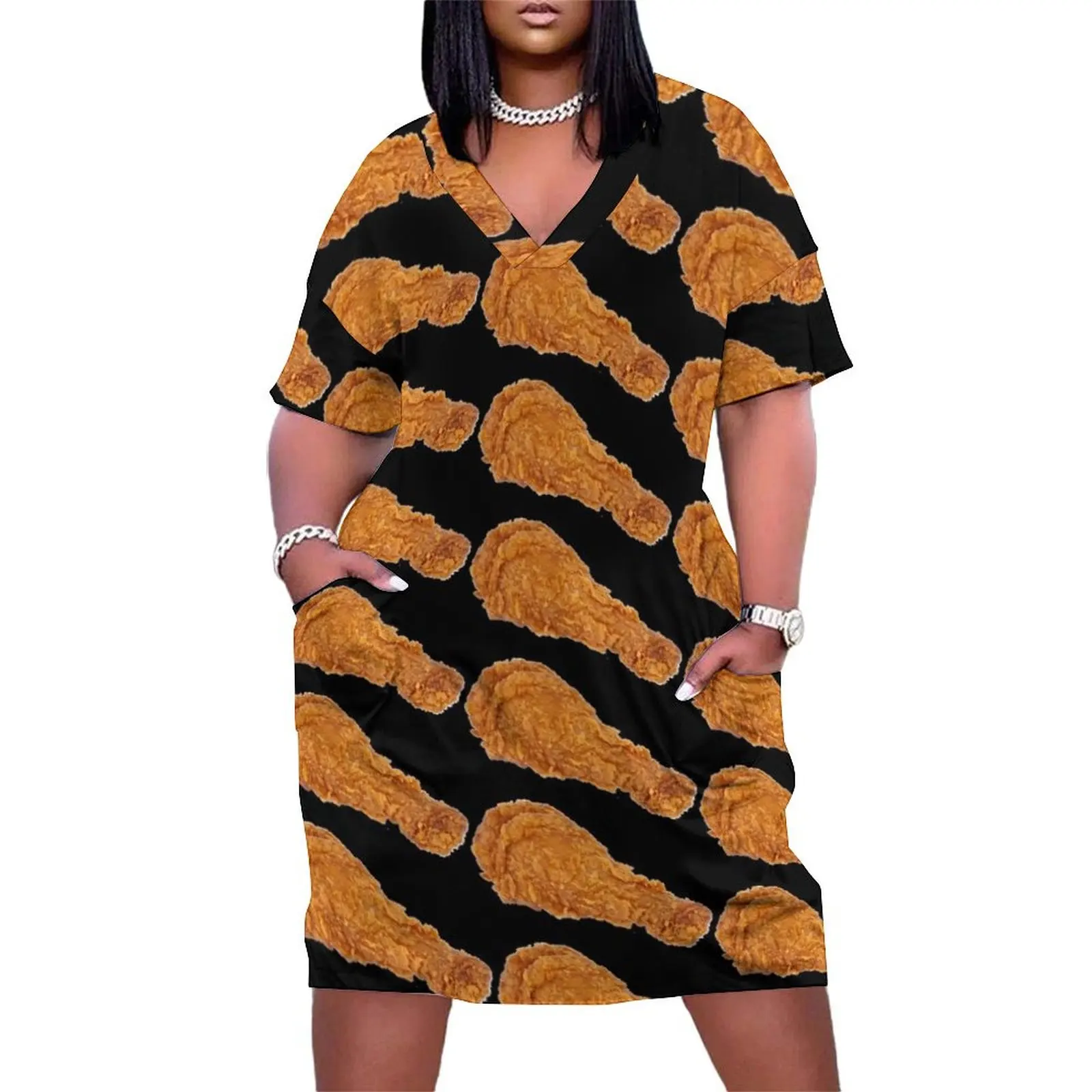 

Fried Chicken meme Loose Pocket Dress Elegant gowns dress summer 2025 women