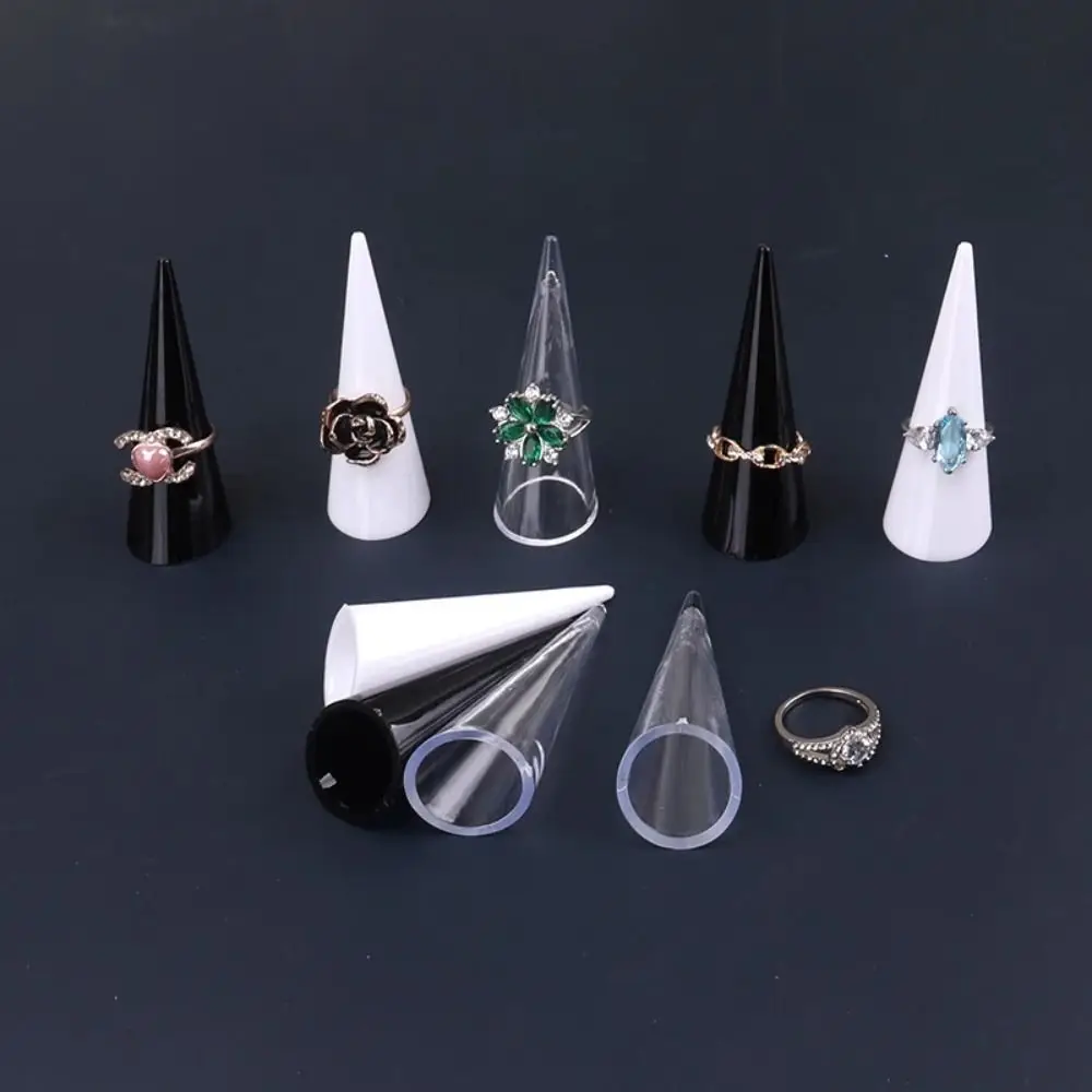 New Clear Conical Ring Holder Plastic Portable Hollow Ring Display Rack Jewelry Storage Acrylic Ring Display Stand