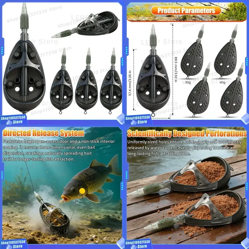 Boat Shape Carp Feeder Bait Cage with Counterweight Base Anti Sink Fishing Bait Distributor for River Lake Fishing Tackle
