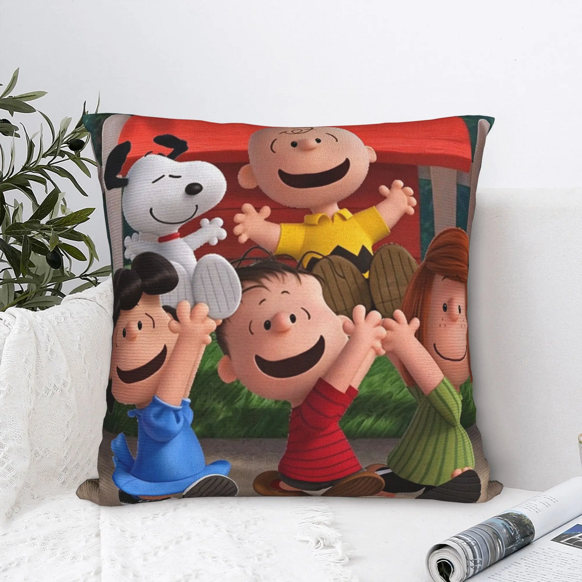 S-Snoopys Movie Pillowcase Polyester Cushion Cover Decor Friends Cartoon Pillow Case Cover Home Zipper 40*40cm
