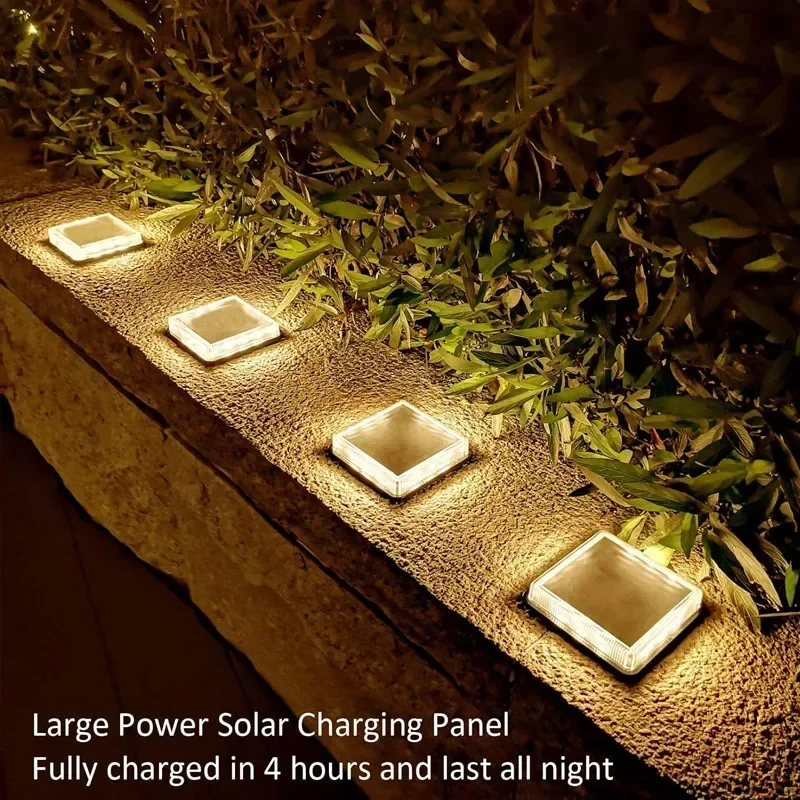 Imagem -04 - Solar Powered Led Deck Lights Ip68 Impermeável Branco Quente ao ar Livre Jardim Escadas Terra Garagem