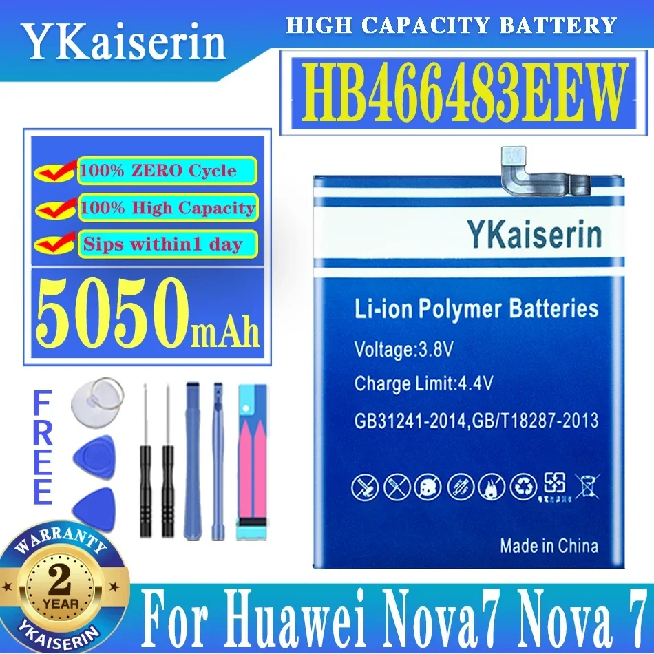 

YKaiserin 5050mAh Replacement Battery HB466483EEW for Huawei Nova7 Nova 7/For Honor 30S JEF-AN00 CDY-AN90 + Free tools