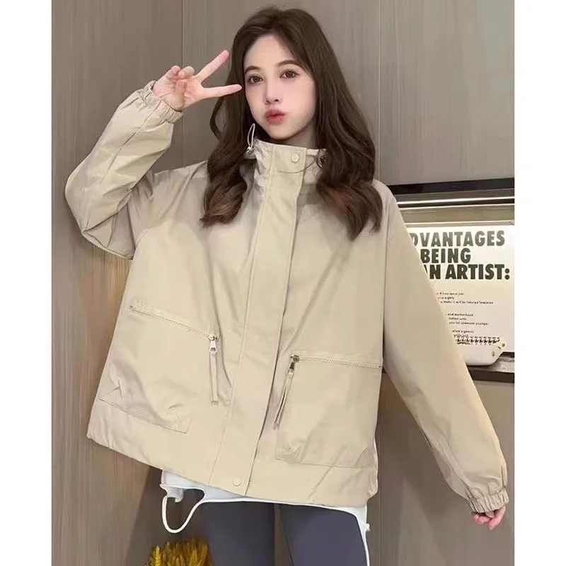 

Hooded Jacket Women New Casual Coat Spring Autumn 2024American Retro Outwear Temperament High Sense Cardigan Female Overcoat Top