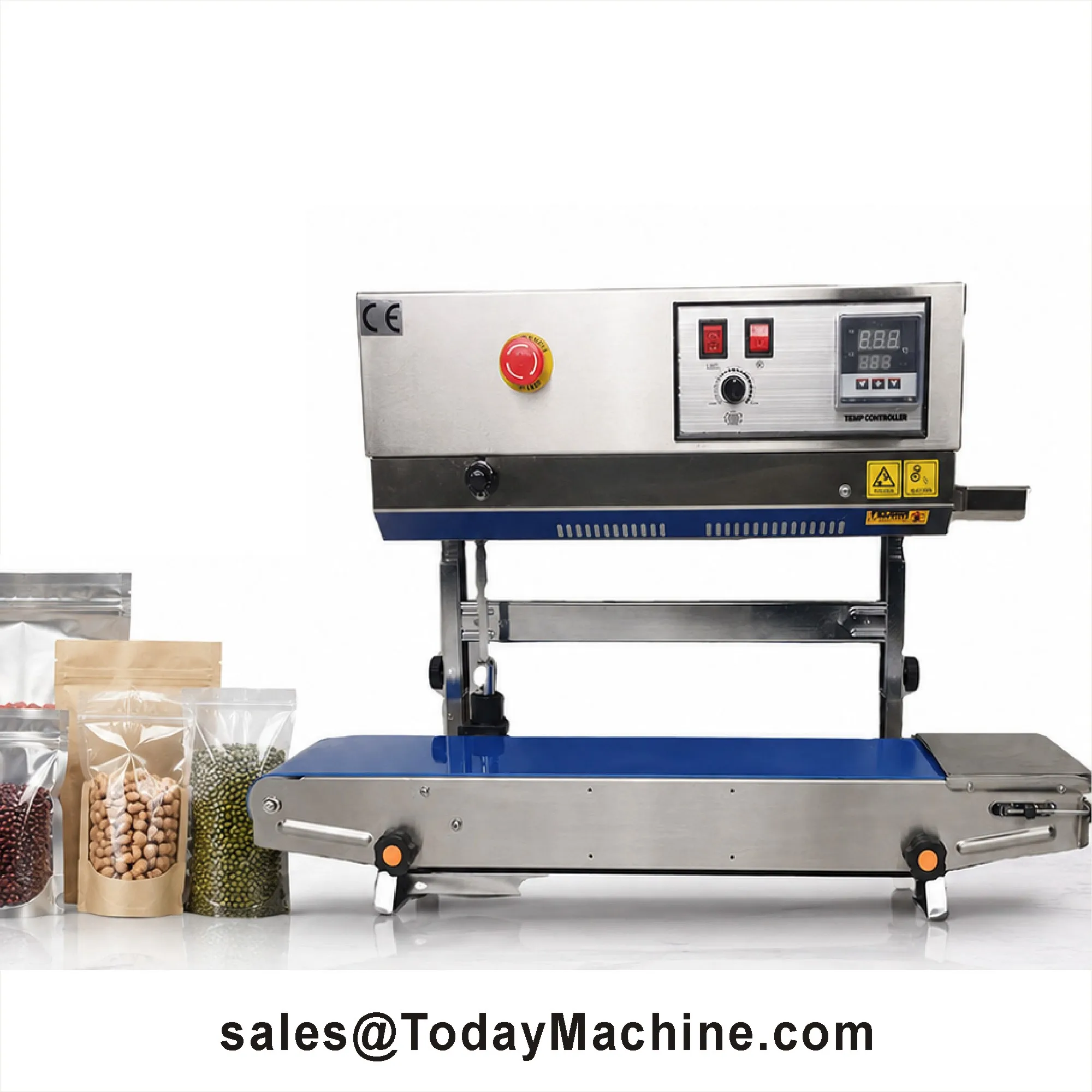 Customized Automatic Continuous Band Sealer Plastic Pouch Food Bag Desktop Portable Vertical Sealing Machine