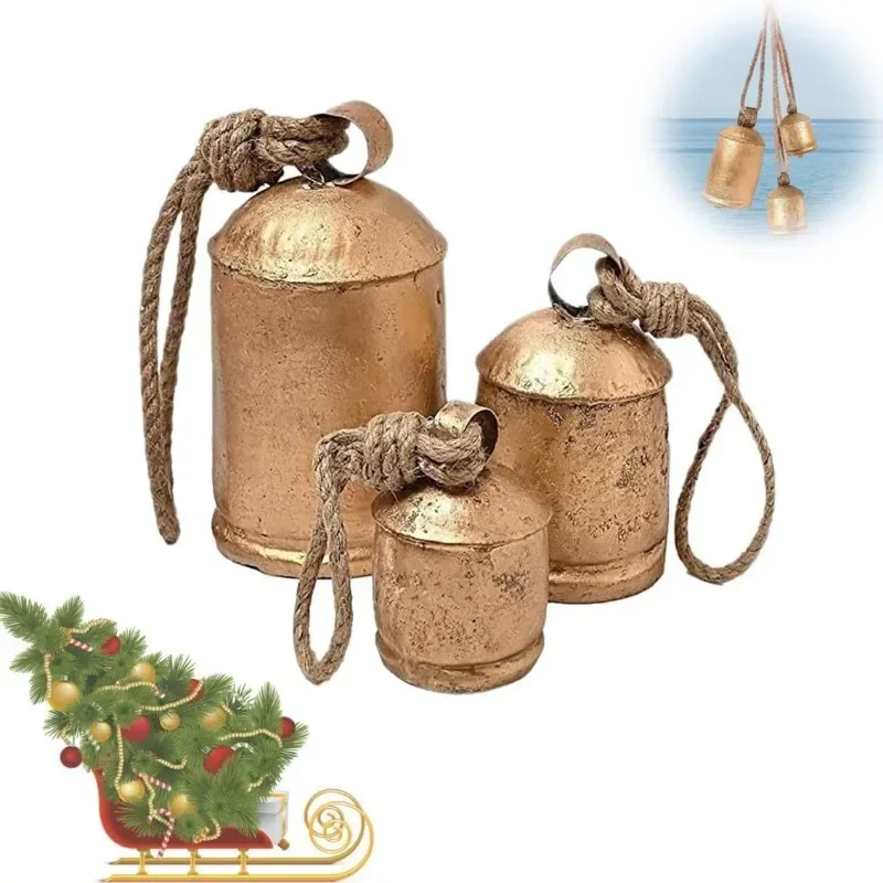 

1pcs Decor Jingle Bell Christmas Tree Ornaments Rustic Harmony Brass Bells For Decoration Huge Handmade Cow Bells Vintage