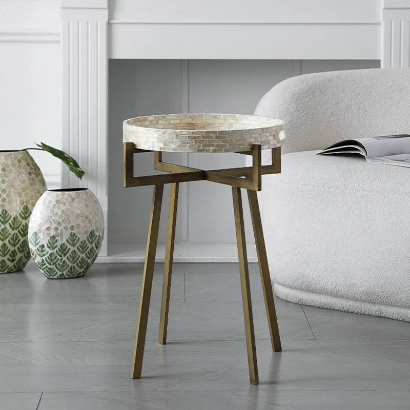 Natural Shell Tea Table,Living Room Sofa Side Table,Metal Storage Shelf,Nordic Furniture,Creative Coffee Table,Art Decor Desk