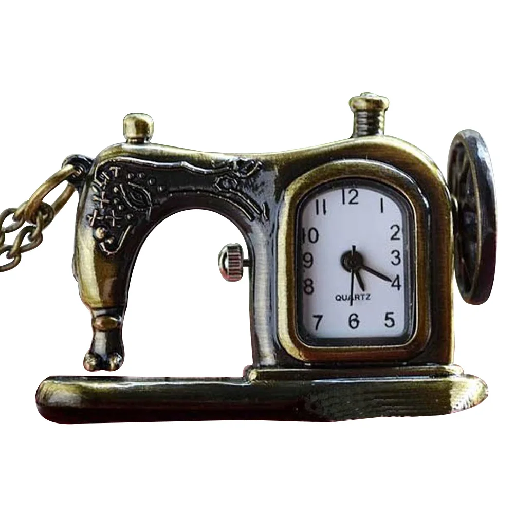 Metal Sewing Machine Pocket Watch 65x30mm Classic Design Birthday Wedding Gift for Families Friends Pocket Watch