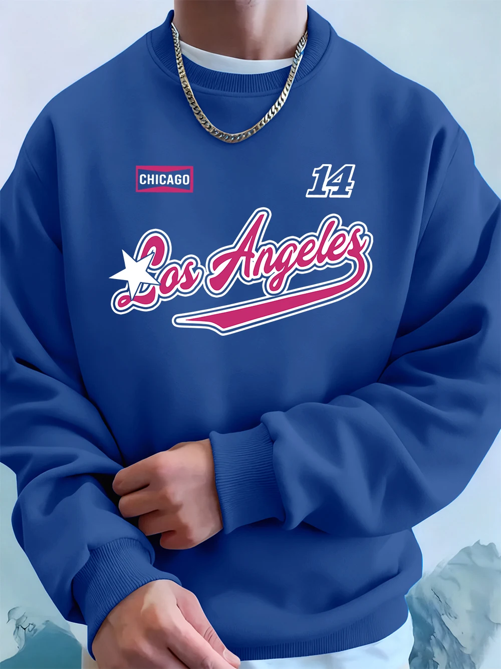 14 شيكاغو لوس أنجلوس يطبع الرجال هوديس الخريف الصوف الدافئة البلوز عادية فضفاض Crewneck ملابس رياضية ملابس رياضية الذكور #2