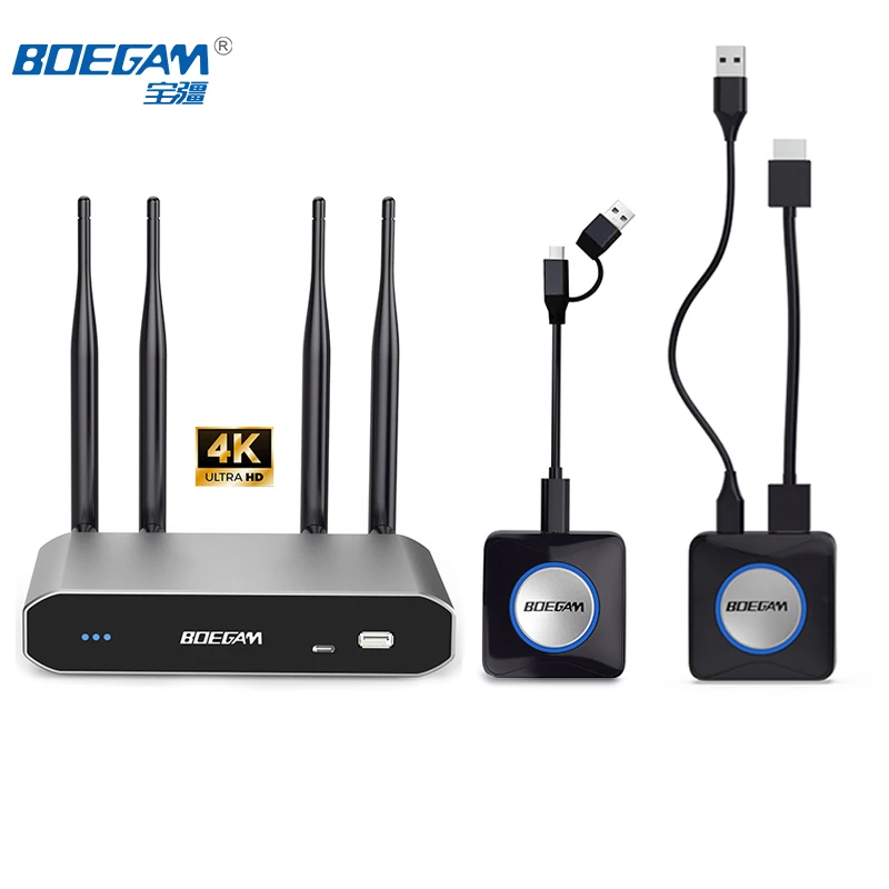 

4K 60Hz BYOM Wired And Wireless Presentation & Collaboration System With 2 Transmitters And 1 Receiver, Up To 164 Ft Range