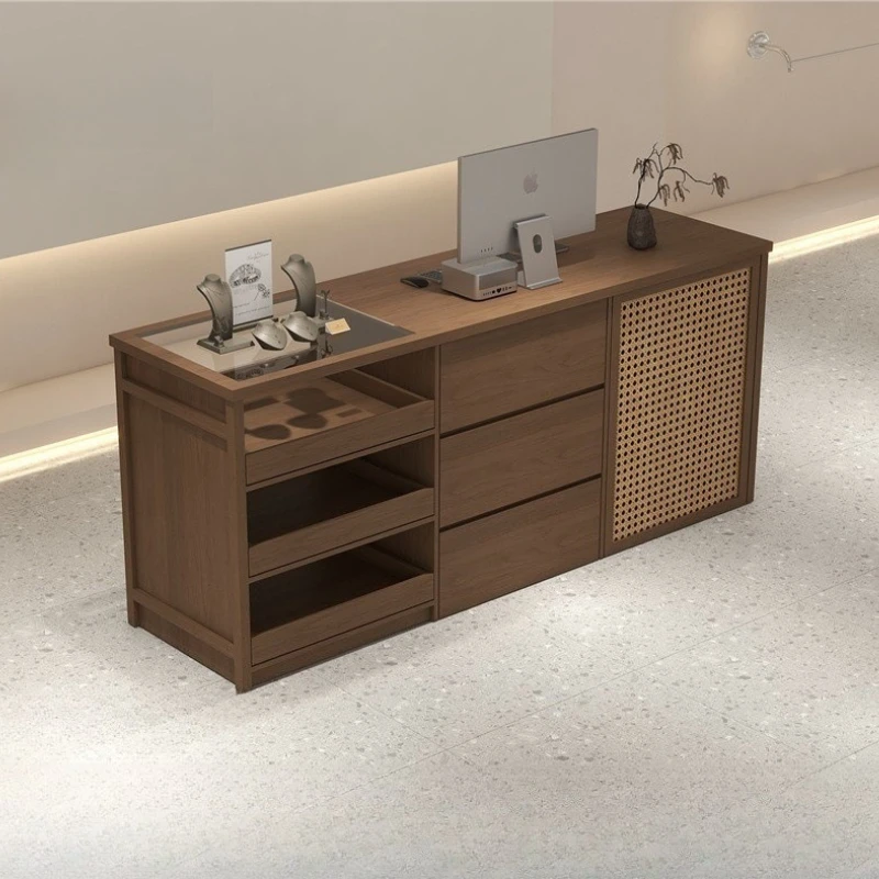 Beauty Salon Reception Desks Multi-layer Retro Simple Reception Desks Fashion Office Furniture Sportello Di Ricevimento YS40CC