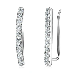 IOGOU D0.30CT D Moissanite Bar Earrings Climber for Women Girls Original 925 Sterling Silver Long Ear Cuff 2024 Trend Jewelry