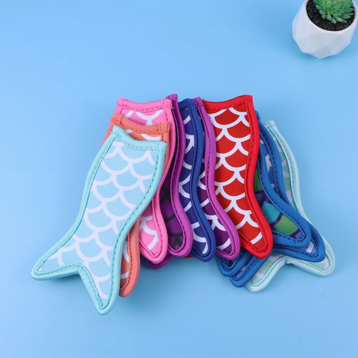 

10pcs Tail Ice Pop Sleeves Reusable Kids Adult Freeze Ice Sleeves Case Non Toxic Hands Kitchen Bar Tools