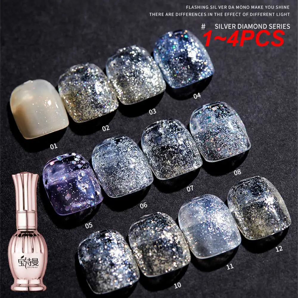 1~4PCS Nail Gel Polish Explosion Dazzling Sparkling Silver Gel Glitter Luxurious Hottest Sparkling Store Use Long-lasting Trendy