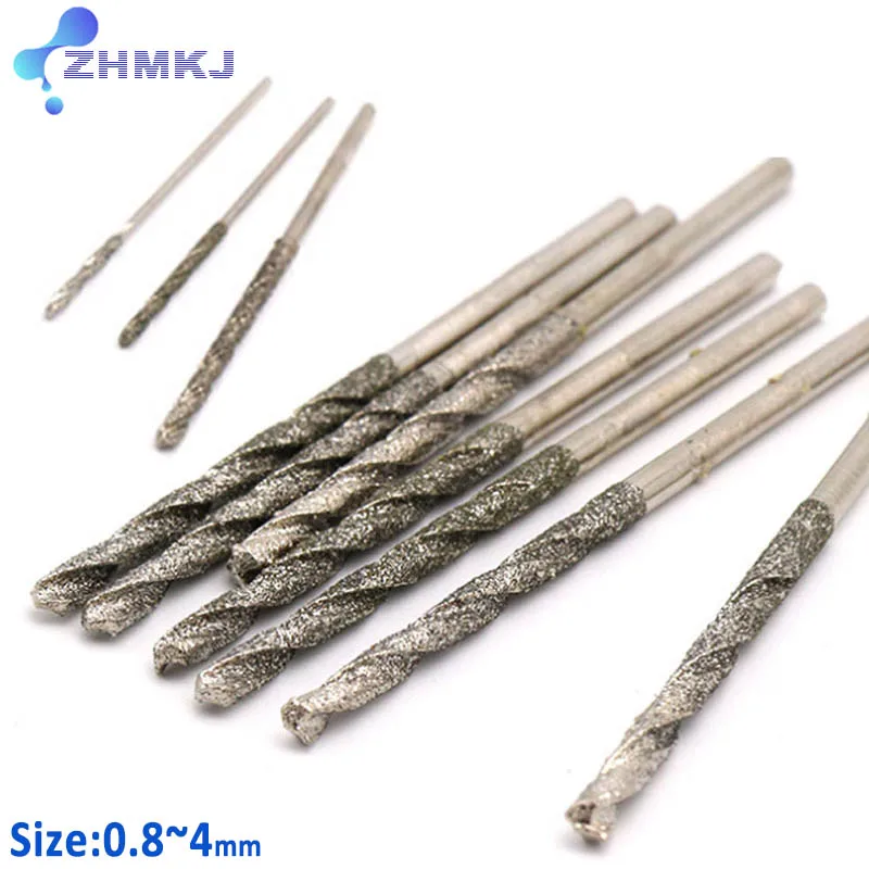 Diamond Coated Tipped Tip Twist Drill Bit For Glass Jewelry Stone Tile Reaming Tool Diameter 0.8 1 1.2 1.5 1.8 2 2.5 3 3.5 4mm